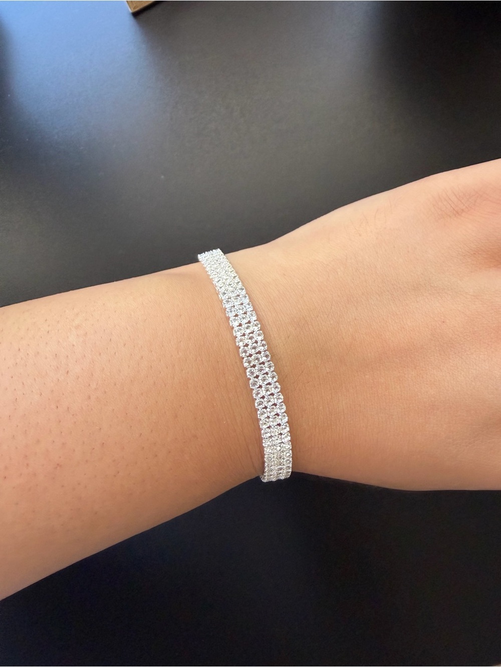 Silver Crystal Tennis Bracelet - Women Jewelry